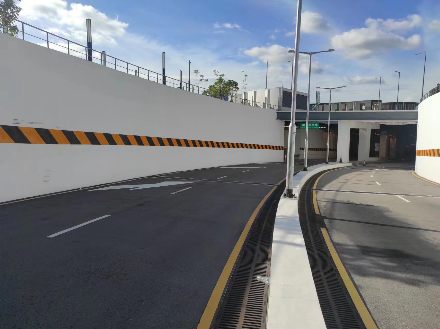 Entrance and exit of parking lot